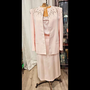 Vtg Nolan Miller The Dynasty Collection Beaded  3 Piece Suit sz 12